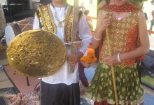 Two children in costume on the Sikh Community Centre and Youth Club float