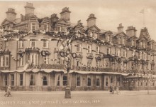 Postcard of Queen's Hotel from Great Yarmouth Carnival Week, 1934