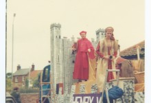 Henry VIII float preparations for Caister-on-sea Carnival, c.1980s