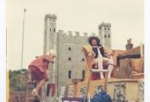 Float with throned Henry VIII at Caister-on-sea Carnival, c.1980s