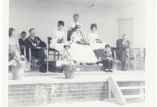 Carnival Queen being crowned by Yana, with carnival court, 1962