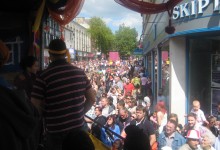 Crowds at Northampton Carnival taken from the Sikh Community Centre float.