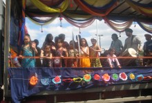 Children on the Sikh Community centre and youth club float at Northampton Carnival