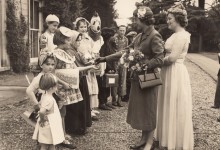Glenda Tomlinson (née Martin) at Delapre Abbey, possibly with the carnival queen and carnival judge, 1954