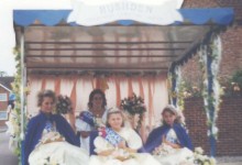 Rushden carnival court at St. Neots Parade assembly, 1988.