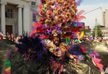 Carnival participant outside Luton Town Hall