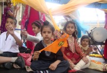 Children on the Sikh Community Centre and Youth Club float.