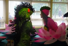 Frog and flower costumes designed by Mandinga Arts at Hitchin Carnival, 2012