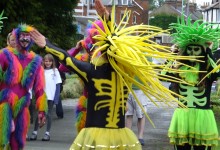 Mandinga Arts rehearsing for Hitchin Carnival with local participants, 2012