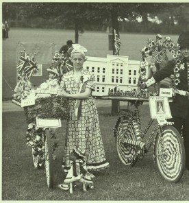 Winners of Class 10 of the Northampton Carnival Parade with bicycles, 1953