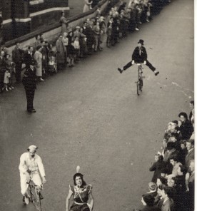 Fred Higginson at rear, George Twiselton and Don Butlin in George Row, taken at Northampton Carnival June 19th 1952