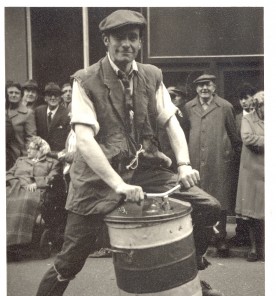 George Twiselton on the dustbin bike at Northampton Carnival, 1965