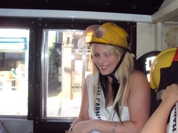 Witham Carnival Queen in a Fire Engine at Southend Carnival 2011