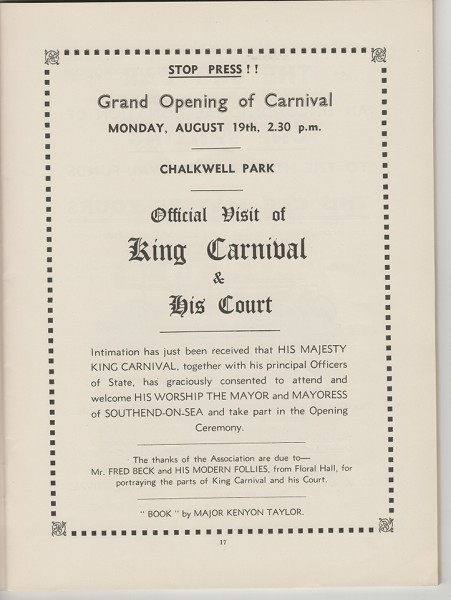 Southend Carnival Programme 1935, page 17